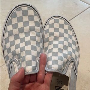 Vans Kids Blue Checkered Slip-On Sneakers